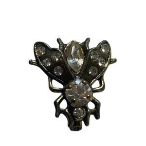 Vintage Rhinestone Bee Brooch Gold Brass Tone Insect 1 inch Mini Pin
